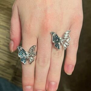 Elegant Silver Butterfly Ring Set
